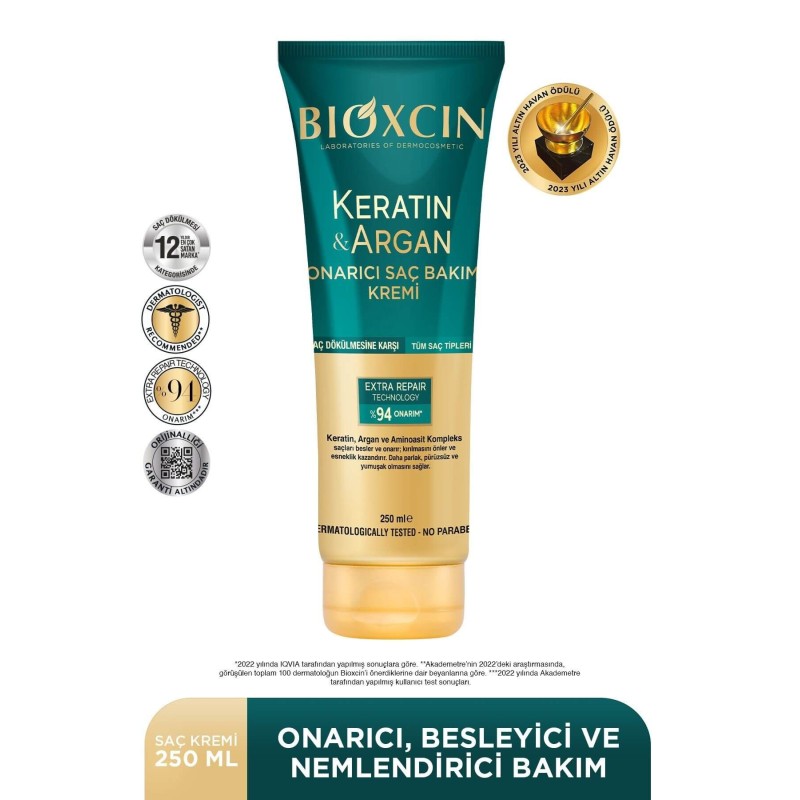 Bioxcin Keratin & Argan Onarıcı Saç Bakım Kremi 250 ml
