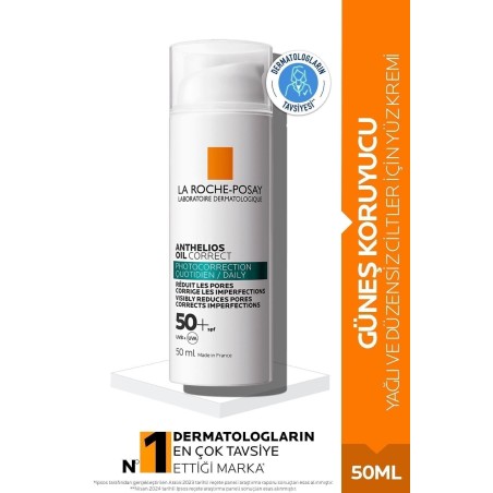 La Roche Posay Anthelios Oil Correct Spf 50+ Yağlı ve Düzensiz Ciltler için Yüz Güneş Kremi 50 ml