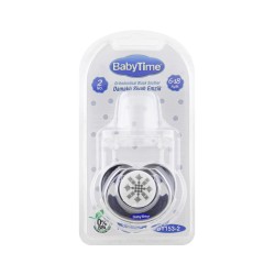 BabyTime Silikon Damaklı Koruyucu Kapaklı Siyah Emzik 6-18 ( BT153-2 )