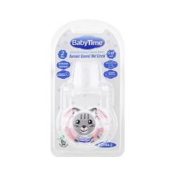 BabyTime Silikon Damaklı Koruyucu Kapaklı Mat Desenli Emzik 6-18 ( BT144-2 )