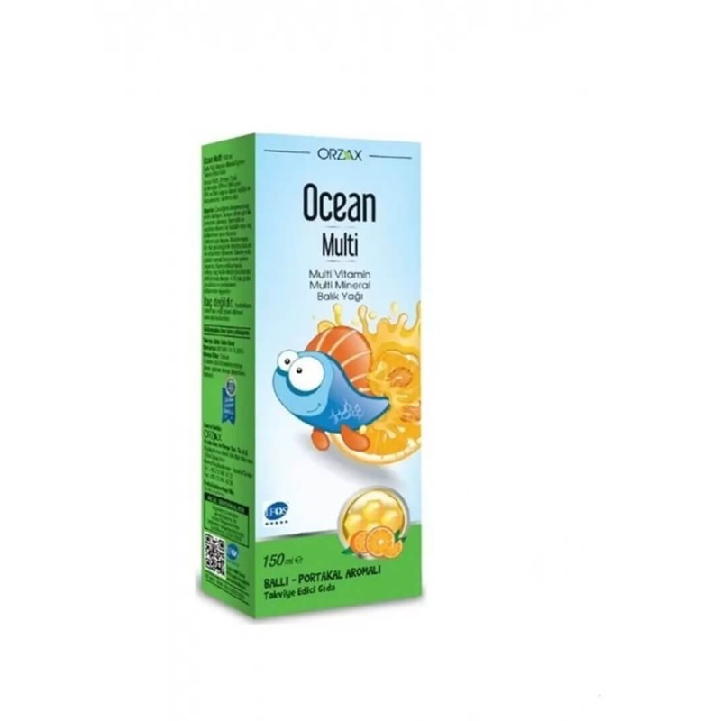 Ocean Multi Şurup Balık Yağı Bal ve Portakal Aromalı 150 ml Ocean Multi Şurup Balık Yağı Bal ve Portakal Aromalı 150 ml