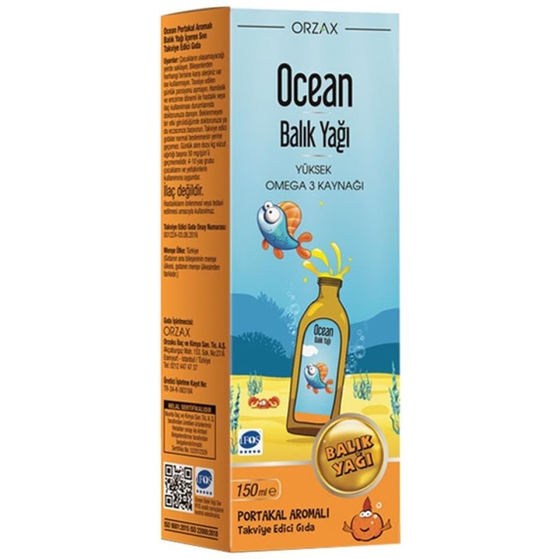 Ocean Orange Portakal Aromalı Balık Yağı 150ml Ocean Orange Portakal Aromalı Balık Yağı 150ml