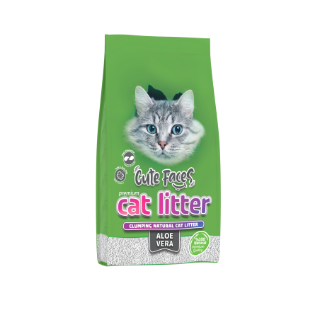 Cute Faces Aloe Vera Kokulu Topaklanan İnce Taneli  Kedi Kumu 10L.
