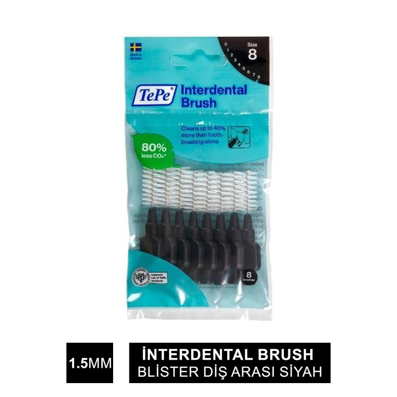 TEPE İnterdental Brush Blister Diş Arası Siyah 1.5mm 8'li