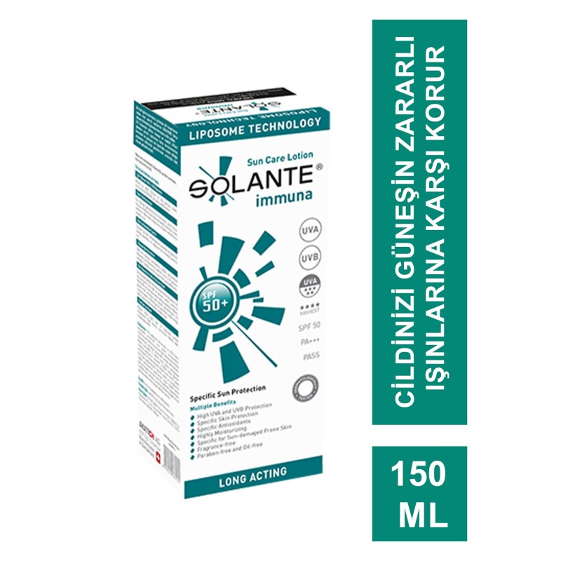 Solante Immuna Spf 50+ Sun Care Lotion 150 ml İmmunolojik Koruma Güneş Losyonu Solante Immuna Spf 50+ Sun Care Lotion 150 ml İmmunolojik Koruma Güneş Losyonu