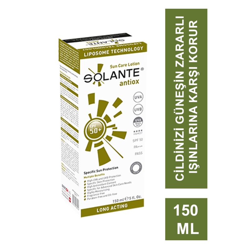 Solante Antiox Spf 50+ Sun Care Lotion 150 ml Antioksidan-Antiaging Güneş Losyonu Solante Antiox Spf 50+ Sun Care Lotion 150 ml Antioksidan-Antiaging Güneş Losyonu