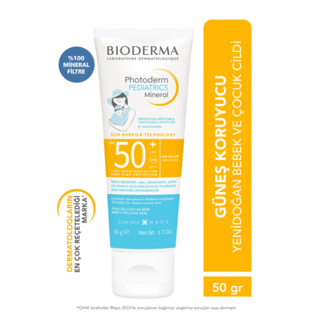 Bioderma Photoderm Pediatrics Yenidoğan Bebek, Çocuk SPF50+ Yüksek Koruma Mineral Güneş Kremi 50 gr