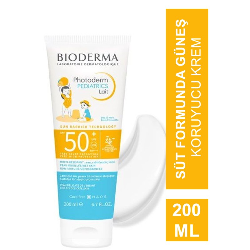 Bioderma Photoderm Pediatrics Lait Bebek, Çocuk için SPF50+ Yüksek Korumalı Süt Formda Güneş Kremi Spf50+ 200 ml