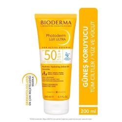 Bioderma Photoderm Lait Ultra Tüm Ciltler SPF50+ Yüksek Koruma Süt Form Yüz Vücut Güneş Kremi 200 ml