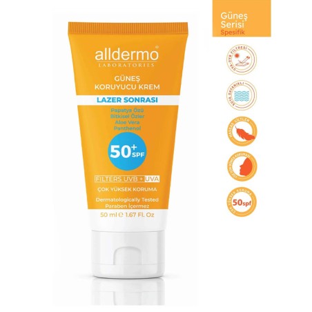 Alldermo Lazer Epilasyon Sonrası Güneş Koruyucu Krem SPF 50+ 50 ml