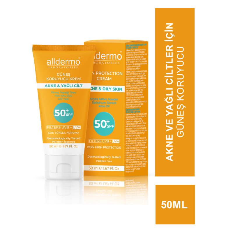 Alldermo Akne & Yağlı Cilt Güneş Koruyucu Krem SPF 50+ 50 ml