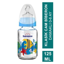 Bambino Klasik Cam Biberon Damaklı 0-6 Ay 125 ml ( B011 )