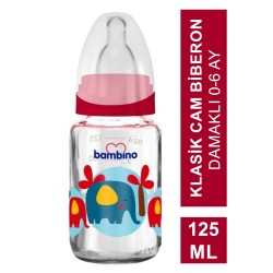 Bambino Klasik Cam Biberon Damaklı 0-6 Ay 125 ml ( B011 )