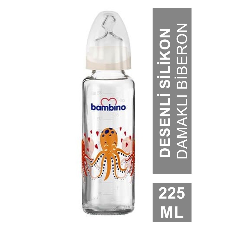 Bambino Klasik Cam Biberon Damaklı 0-6 Ay 225 ml ( B012 )