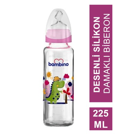 Bambino Klasik Cam Biberon Damaklı 0-6 Ay 225 ml ( B012 )