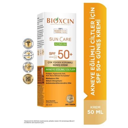 Bioxcin Sun Care Acnium Akneye Eğilimli Ciltler İçin Güneş Kremi Spf50+ 50ml