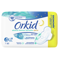 Orkid Ekstra Hassas Koruma Gece (Boy 3) Kanatlı Hijyenik Ped 7 Adet