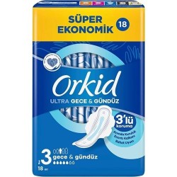 Orkid Ultra Gece & Gündüz ( Boy 3 ) Hijyenik Ped 18 Adet