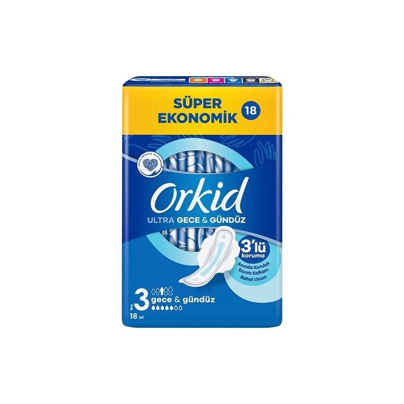 Orkid Ultra Gece & Gündüz ( Boy 3 ) Hijyenik Ped 18 Adet