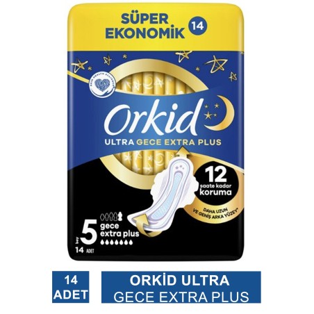Orkid Ultra Gece Extra Plus ( Boy 5 ) Hijyenik Ped 14 Adet