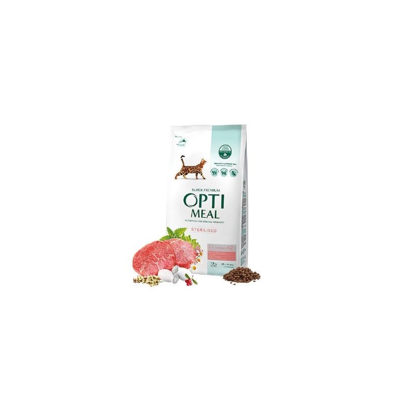 Optimeal Dana Etli-Sorgumlu Kısır Kedi Mam.1,5Kg
