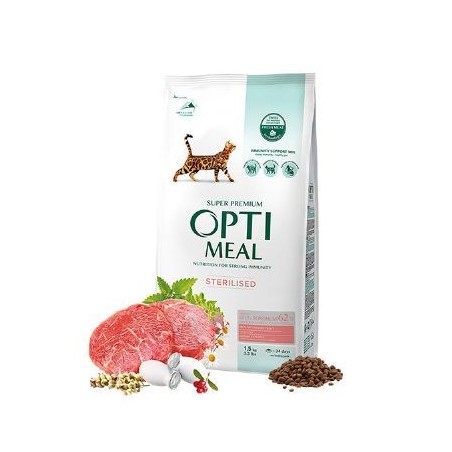 Optimeal Dana Etli-Sorgumlu Kısır Kedi Mam.1,5Kg