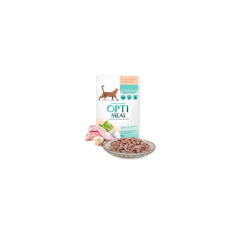 Optimeal Tavşanlı Beyaz Soslu Yaş Ked.Mam.85G