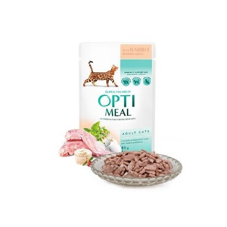 Optimeal Tavşanlı Beyaz Soslu Yaş Ked.Mam.85G