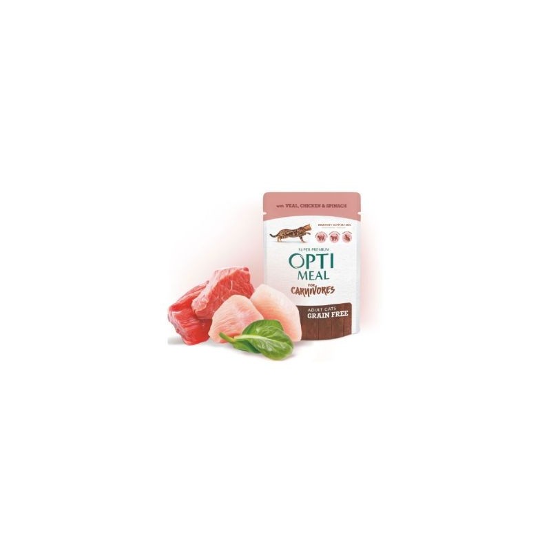 Optimeal Tavuk-Ispanak Sos Tahılsız Yaş Ked.Mam.85G