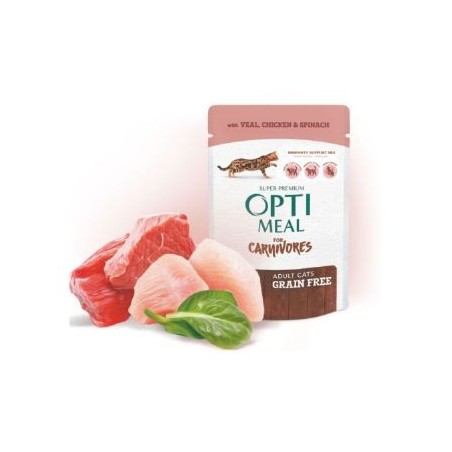 Optimeal Tavuk-Ispanak Sos Tahılsız Yaş Ked.Mam.85G