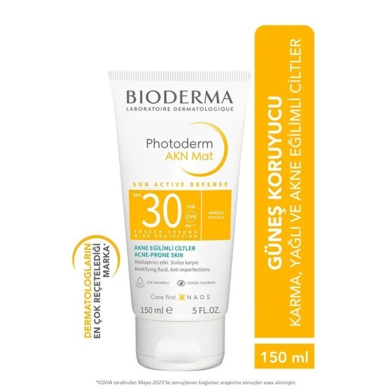 Bioderma Photoderm AKN Mat Spf 30 Yağlı, Akneli Cilt için Sivilce Karşıtı Matlaştırıcı Güneş Kremi 150ml (S.K.T 02-2026)