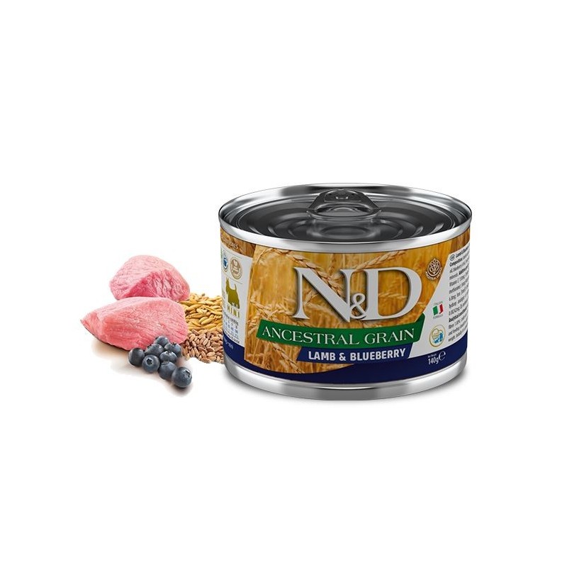 N&D Ancestral Grain Köpek Konserve Kuzuz&Yaban Mersini Mini 140 Gr