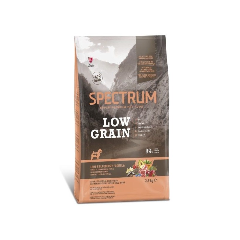 Spectrum Kuzu Etli ve Yaban Mersinli Mini ve Küçük Irk Düşük Tahıllı Yetişkin Köpek Maması 2,5kg