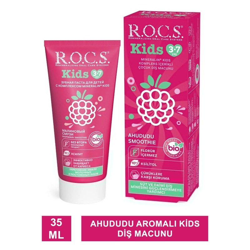 ROCS Kids Ahududu 3-7 Yaş Florürsüz Diş Macunu 35 ml