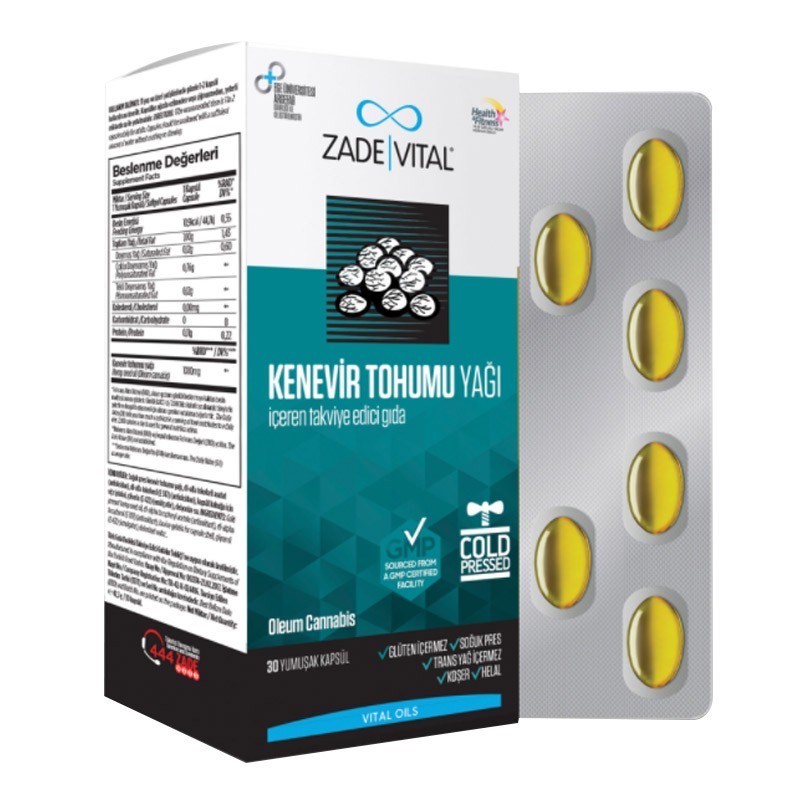 Zade Vital Kenevir Tohumu Yağı 30 Kapsül