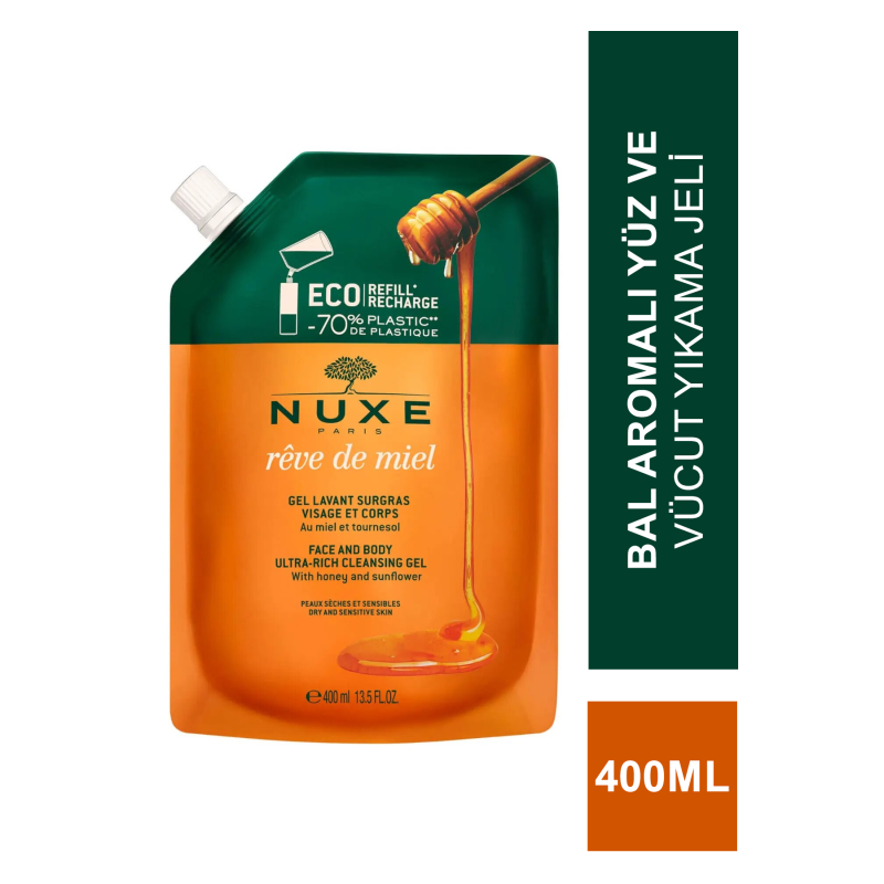 Nuxe Reve de Miel Gel Lavant Surgras Visage et Corps 400 ml - Refill