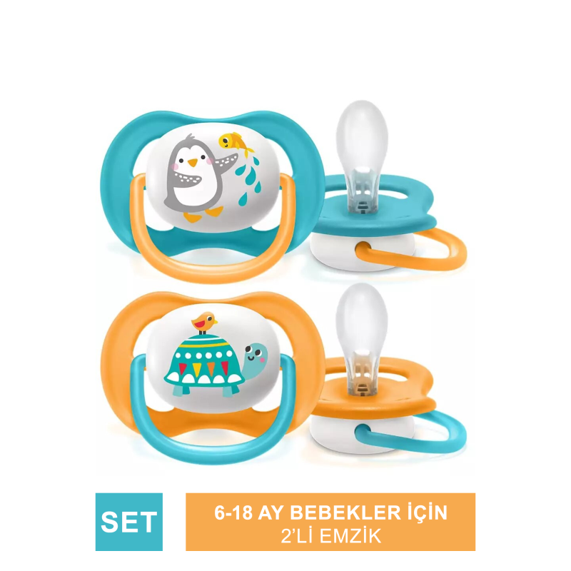 Philips Avent Ultra Air Animals Erkek 6-18 Ay 2'li Emzik (SCF080/07)