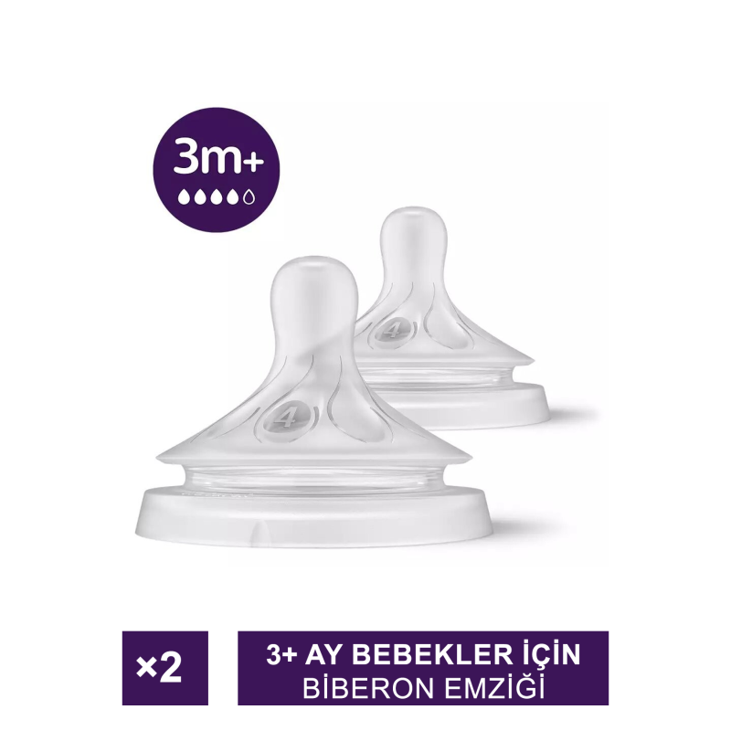 Philips Avent Natural Response Biberon Emziği 2'li 3+ Ay No: 4 ( SCY964/02)