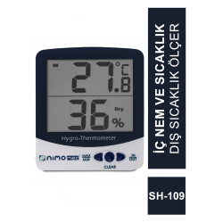 Nimo Med Dijital İç Nem ve Sıcaklık / Dış Sıcaklık Ölçer ( SH - 109 )