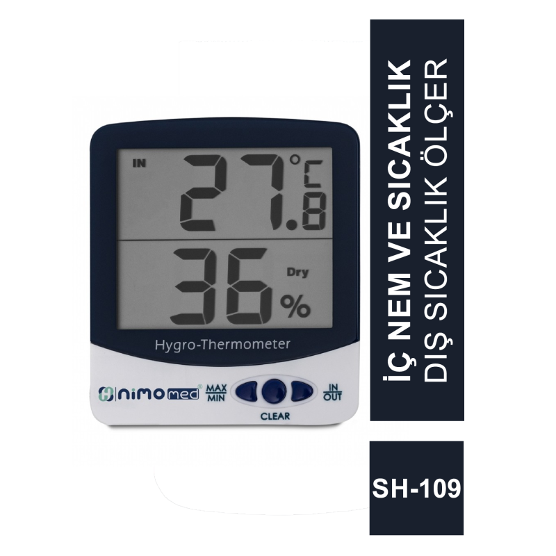 Nimo Med Dijital İç Nem ve Sıcaklık / Dış Sıcaklık Ölçer ( SH - 109 )