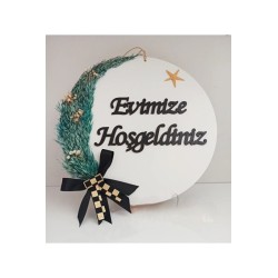 Ebruli Sanat Tasarım '' Evimize Hoşgeldiniz '' Kapı Süsü ( Yuvarlak )