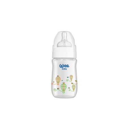 Wee Baby Klasik+ Geniş Ağızlı Cam Biberon 0-6 Ay ( Beyaz ) 180 ml