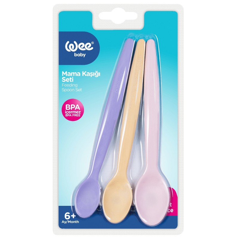 Wee 3'lü Mama Kaşığı Seti 6+ Ay  - Pembe ( 123 )