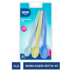 Wee 3'lü Mama Kaşığı Seti 6+ Ay  - Mavi ( 123 )
