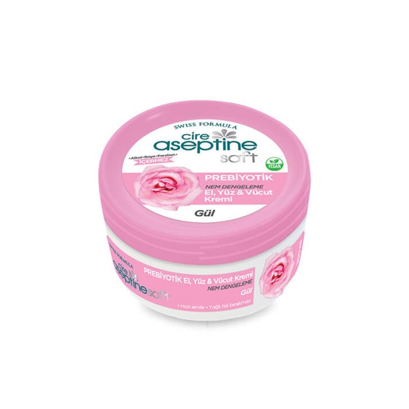 Cire Aseptine Soft Gül Özlü Nem Dengeleyici ve Besleyici Prebiyotikli Krem 200 ml