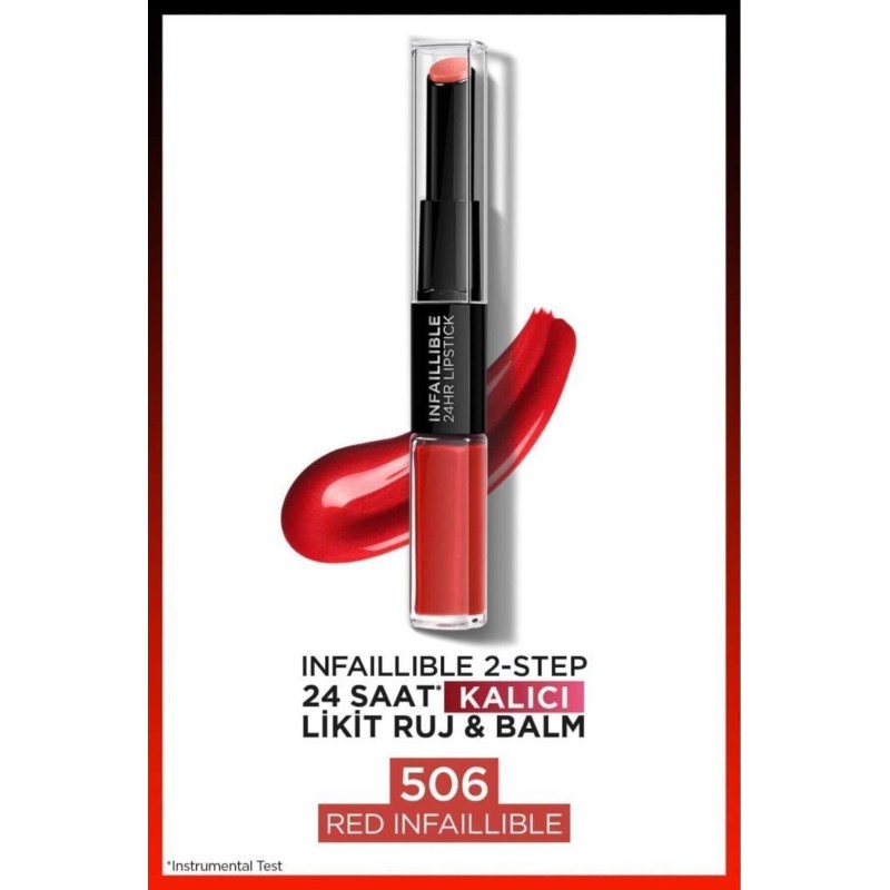 Loreal Paris Infaillible 2-Step 24 Saat Kalıcı Likit Ruj & Balm - 506 Red Infaillible