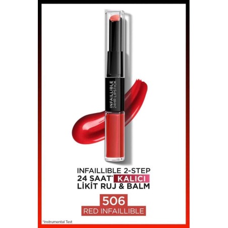 Loreal Paris Infaillible 2-Step 24 Saat Kalıcı Likit Ruj & Balm - 506 Red Infaillible