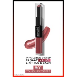 Loreal Paris Infaillible 2-Step 24 Saat Kalıcı Likit Ruj & Balm - 801 Toujours Toffee