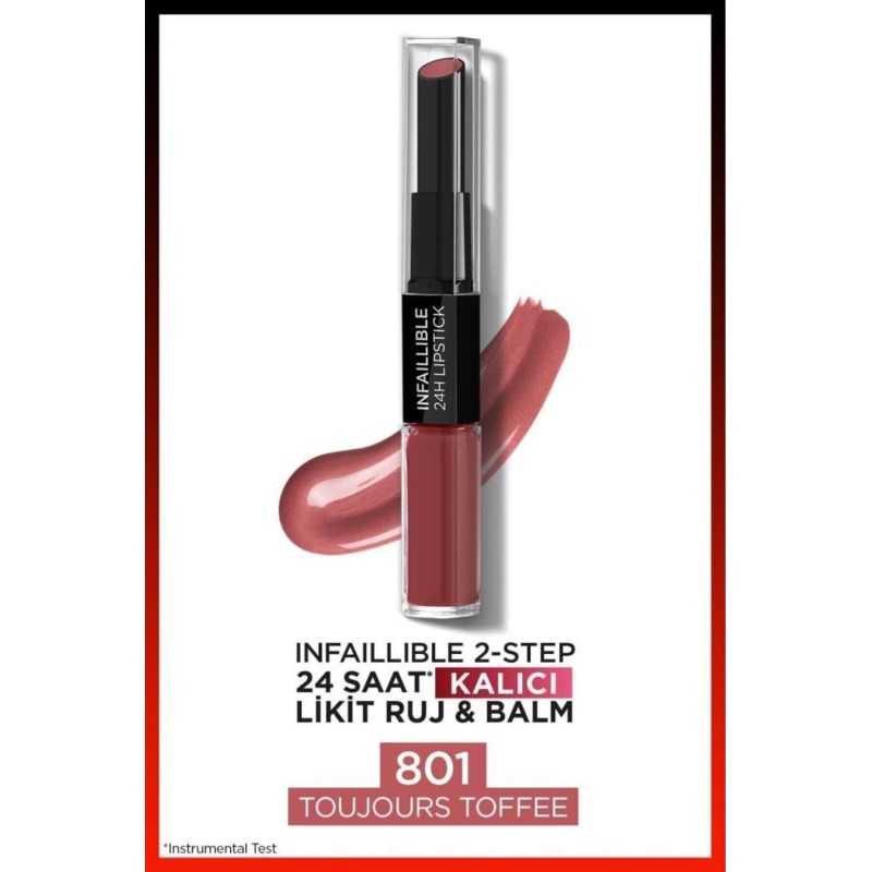 Loreal Paris Infaillible 2-Step 24 Saat Kalıcı Likit Ruj & Balm - 801 Toujours Toffee