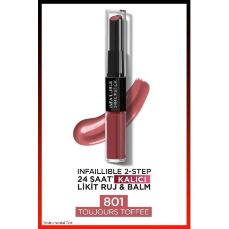 Loreal Paris Infaillible 2-Step 24 Saat Kalıcı Likit Ruj & Balm - 801 Toujours Toffee